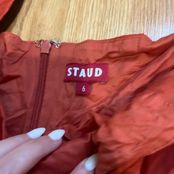 Staud Elio Cotton Minidress in Orange Size 6 - Picture 6 of 10
